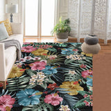 Garvee Bedroom Rug Washable Area Rug Non Slip Low Pile Boho Floral Carpet Black 10x13ft - Black Bottom