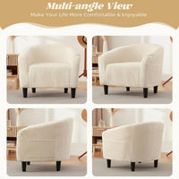 Garvee Accent Chair Corduroy Club Chair, Comfy Curved Armrest Upholstered Barrel Chair with Soft Padded Seat, U-Shaped Backrest for Living Room Bedroom Study Waiting Room, Beige