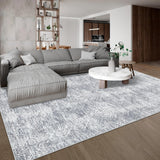 Garvee Modern Light Grey 6x9 Washable Non Slip Low Pile Geometric Distressed Rug Stain Resistant Carpet for Living Room Bedroom Hallway - Light Gray