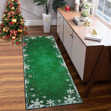 Garvee Christmas Runner Rug 2x6 Hallway Rug Snowflake Xmas Runner Kitchen Rug Washable Rug Non Slip Bath Mat Holiday Decor Distressed Modern Abstract Soft Carpet for Bedroom Laundry 2'x6' Green - Green