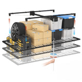 Garvee 4x8 FT Overhead Garage Lifting Storage Rack, Heavy-Duty Metal, Adjustable, Safety Lock, Black