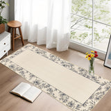 Garvee Entryway Bathroom Rug 2x6 Washable Non Slip Leaf Print Runner Soft Low Pile Ultra Thin Carpet Beige - Beige