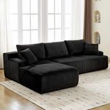 Garvee 106" Modular Sectional Sofa Cloud-Like L-Shaped Couch with Chaise Lounge Convertible Compression Sleeper No Assembly Required Corduroy Fabric for Living Room Bedroom Apartment - Black