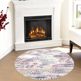 Garvee Geometric Boho Round Rug 3ft Round Boho Area Rug Vintage Moroccan Low Pile Non-Shedding Round Area Rug Machine Washable Multi Circle Rug Non-Slip Low Pile Floor Cover Foldable Thin Rug - Colorful
