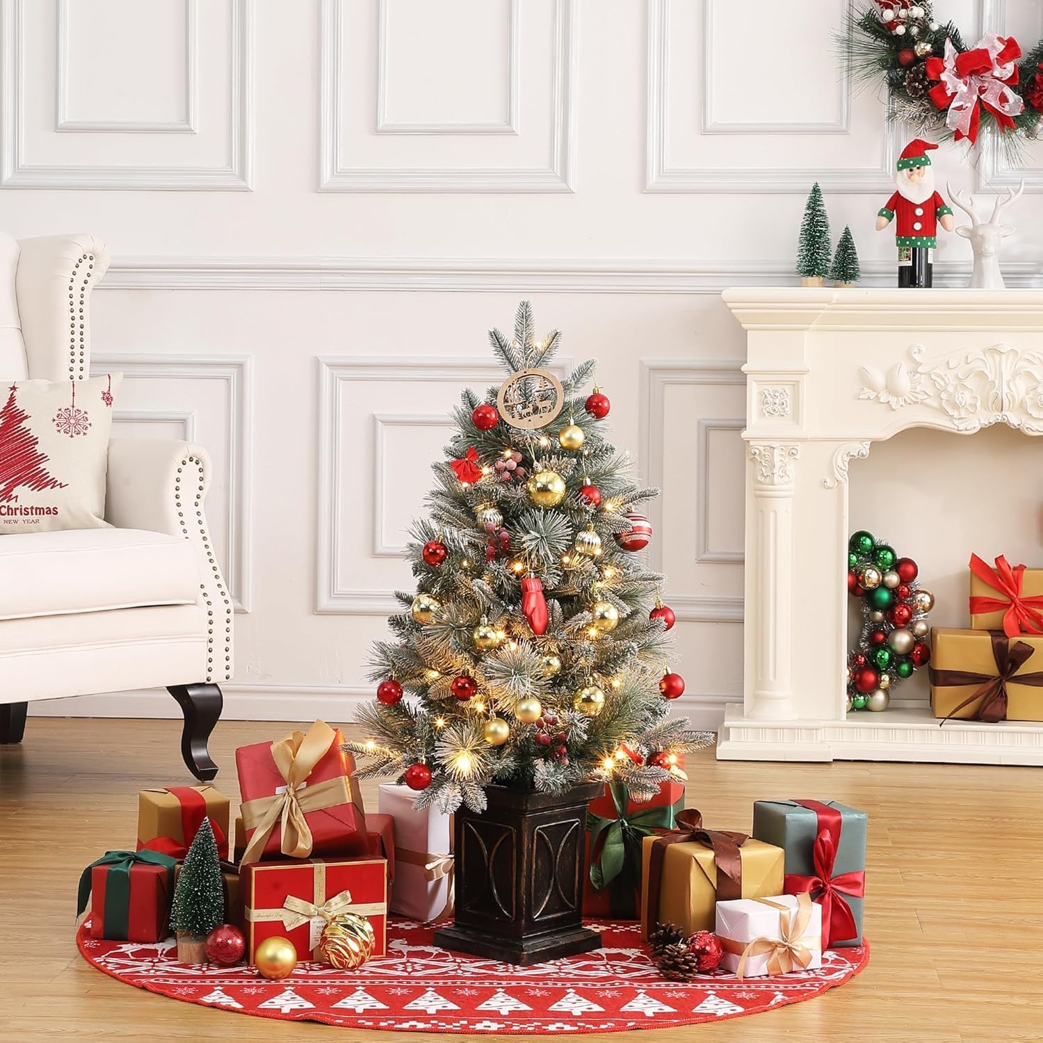 Garvee 2PCS Premium Artificial Christmas Tree with 78 Warm White LEDs - Battery Operated Artificial Christmas Tree with 8 Adjustable Modes, Christmas Tree with Density Branches