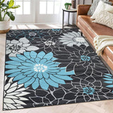 Garvee Washable Rug 9x12 Modern Floral Area Rug Non Slip Large Area Rug Low Pile Farmhouse Rug Non Shedding Distressed Throw Rugs Floor Carpet for Living Room Bedrooms, Dark Grey - Dark Gray