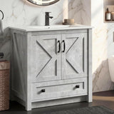 Garvee Modern 30" Freestanding Bathroom Vanity with with 2 Doors and Storage Drawer for Bathroom, Grey - Grey