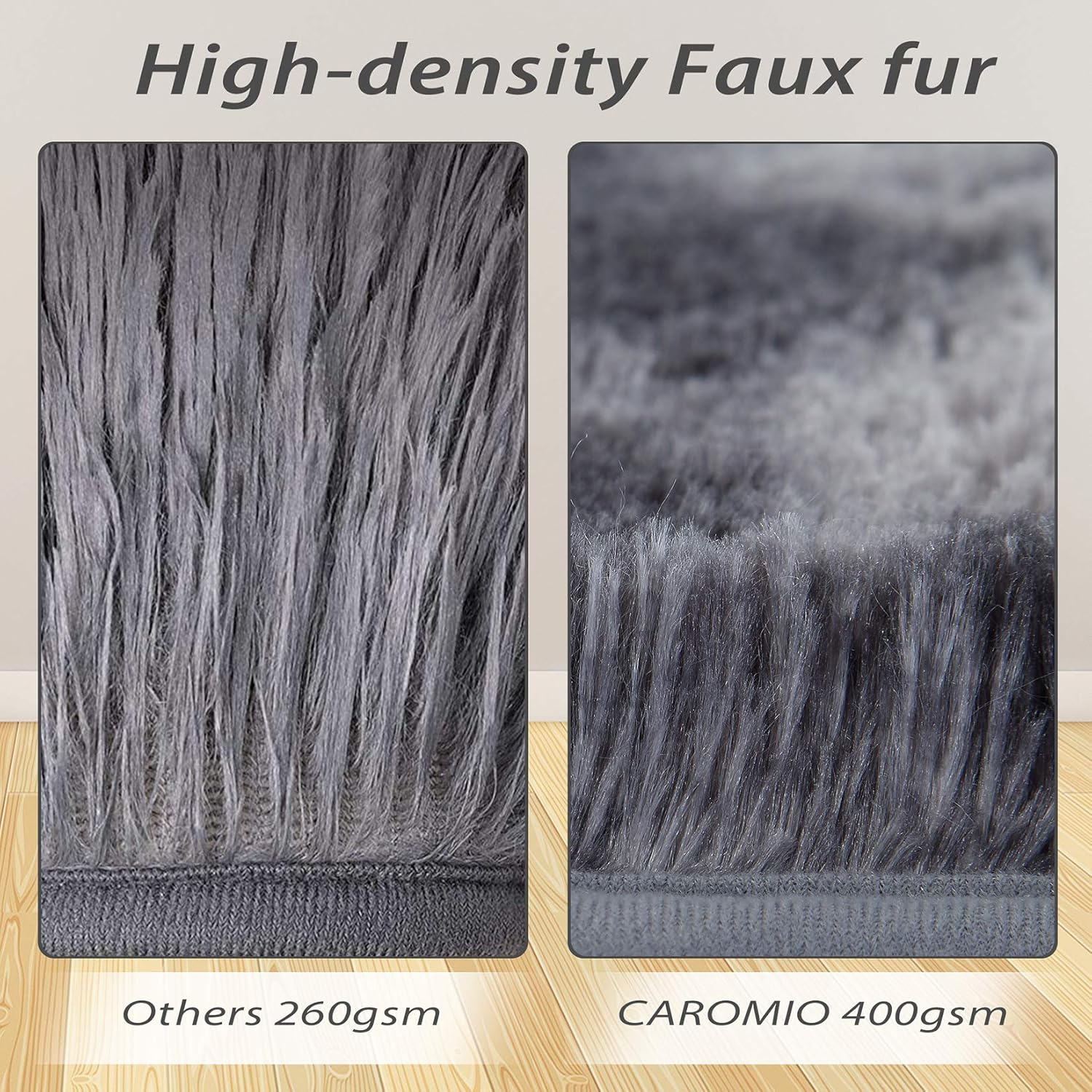 Garvee Fluffy & Sheepskin Dark Grey 24"×71" Area Rug for Bedroom Plush Rug Non-Slip Carpet Shaggy Rug for Living Room Bedroom Dining Room Kitchen Office Nursery Bedroom Decor