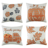 Garvee Thanksgiving Throw Pillow Covers 4 pcs 18×18 Pumpkin Farmhouse Decorative Pillow Cases Fall Harvest Throw Cushion Case for Sofa Couch