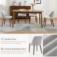 Garvee Set of 8 Mid-Century Modern Fabric Upholstered Dining Chairs with Padded and Solid Wood Legs, Grey