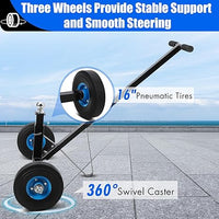Garvee Adjustable Trailer Dolly 600 lbs Capacity Utility, Carbon Steel Trailer with Adjustable Height & 2 Inch Ball, 16 Inch Pneumatic Tires and Universal Wheel, Trailer Mover Dolly for Boats, Kayaks, Canoes