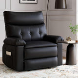 Garvee Extra Wide Comfort Recliner Chair for Adults - Oversized Black Leather Manual Sofa - 1.5X Thick Sponge Cushions, Comfortable Armchair - Living Room, Bedroom, Nursing Room - Black - Black