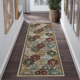 Garvee Floral 2x6 Red and Brown Runner Rug Moroccan Trellis Washable Hallway Runner, Stain Resistant Non-Slip Vintage Distressed Floral Entrance Carpet for Bedroom Laundry Kitchen Entryway - Red/Brown