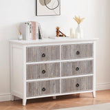 Garvee Wood Dresser for Bedroom - Modern Chest of Drawers with 6 Spacious Drawers - High-Quality Wooden Slats - Grey Finish - Suitable for Nursery, Laundry, Living Room, Hallway, Office - Techno-fabric black