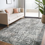 Garvee Modern Washable Rug 5x7 Abstract Area Rug for Living Room Non Slip Non Shedding Contemporary Carpet Foldable Low Pile Soft Farmhouse Aesthetic Accent Rug for Bedroom Dining Room, Grey - Gray