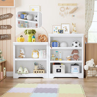 Garvee 2 Tier Bookshelf, 31.5" Tall Farmhouse Bookcase with Adjustable Shelves, 31.5" W Floor Standing Open Display Storage Rack with Anti-Slip Design for Home Office, Balcony, Library, Study / Living Room, White
