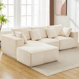 Garvee 108" Modular Sectional Sofa Cloud-Like L-Shaped Couch with Chaise Lounge Convertible Compression Sleeper No Assembly Required Corduroy Fabric for Living Room Bedroom Apartment
