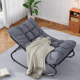 Garvee Rocking Papasan Chairs, Outdoor Lounge Chairs with Comfy Cushions, Sturdy Metal Frame, Reading Chairs for Adults, Padded Seat for Patio, Garden, Nursery, Living Room, Light Gray - Light Gray