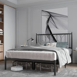 Garvee Queen Size Platform Bed Frame with Headboard, Heavy Duty Metal Slat Support, Noise Free Design, Easy Installation, Black, 12-inch Clearance, Modern Style - black