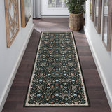 Garvee Floral 2x6 Black Runner Rug Moroccan Trellis Washable Hallway Runner, Stain Resistant Non-Slip Vintage Distressed Floral Entrance Carpet for Bedroom Laundry Kitchen Entryway - Black
