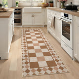 Garvee Modern Home Decor Brown Kitchen Frame 2x6 Area Rug Bordered Stain Resistant Hallway Runner Rug - Beige & Natural