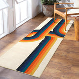 Garvee 2x6 Modern Rainbow Runner Rug Colorful Abstract Floor Carpet Soft Thin Rug Non Shedding Non Slip Covering, Washable Low Pile Hallway Runner, Accent Rug for Kitchen, Bedside - Beige/Blue/Orange