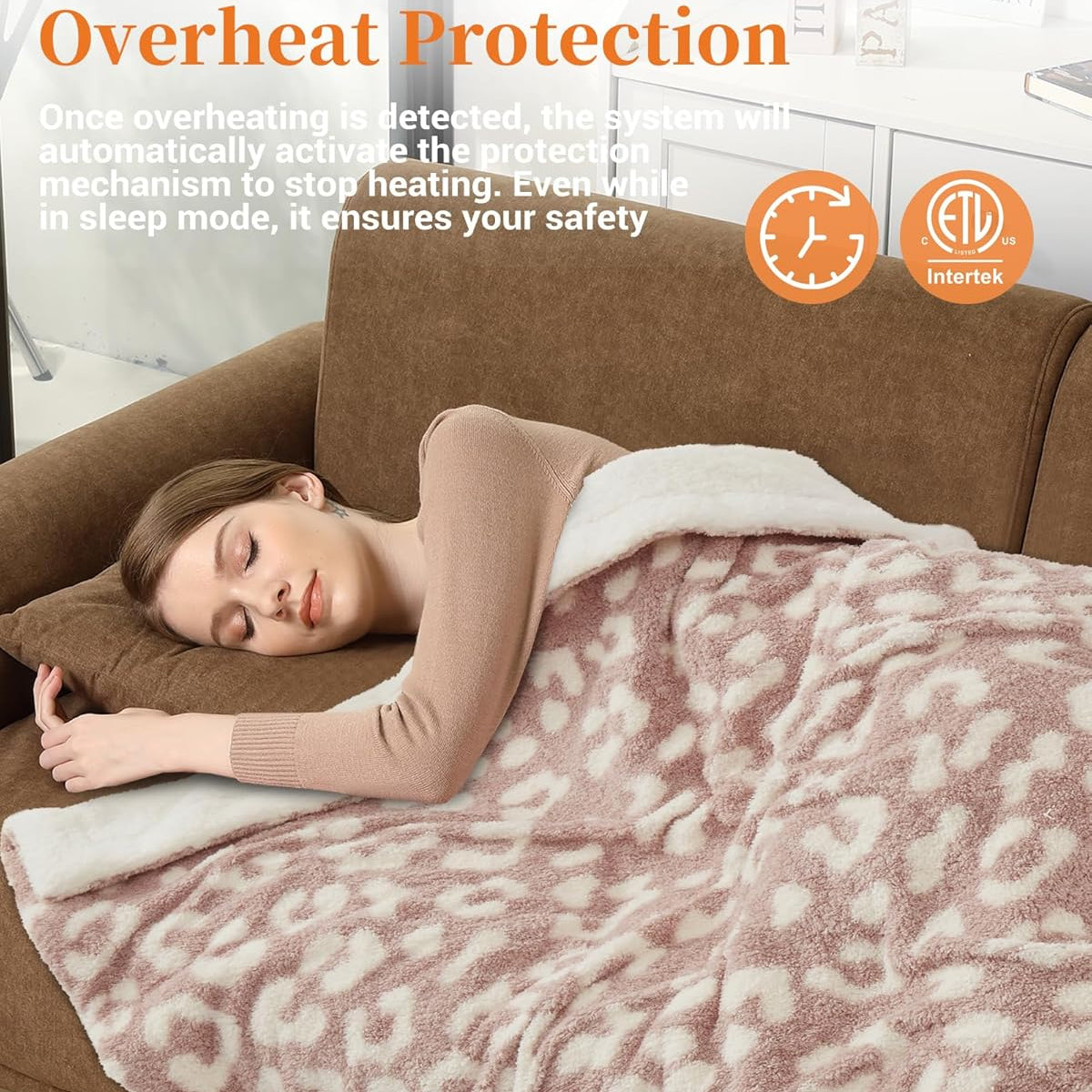 Garvee King Size Electric Blanket, Heated Blanket Dual Control Soft Double Sherpa Cozy with 4 Heating Levels & 10H Auto Off, Over-Heat Protection, Machine Washable, ETL Certification, Pink 90"x100"