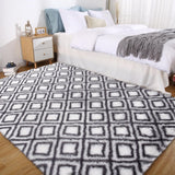 Garvee 8x10 Area Rugs for Living Room Rug Shaggy Rug Kids Rug Plush Rug Geometic Carpet Rug for Bedroom Fluffy Rug Bedside Rug Soft Shag Rug Non Skid Modern Large Rug Nursery Rug 8'x10' Grey/White - Gray & White