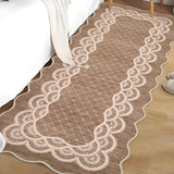 Garvee Scalloped Coffee 2x6 Hallway Kitchen Runner Rug Non-Slip Brown for Laundry Room Bedroom Living Room - Coffee