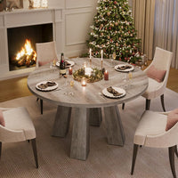 Garvee Farmhouse 47" Wood Round Dining Room Table with Sturdy Base Suitable for 4-6 Peaple, Grey