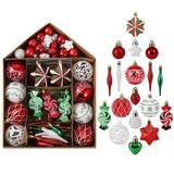 Garvee 73ct Christmas Ball Ornaments Set, Red Green White Assorted Shatterproof Xmas Ornaments, Decorative Hanging Ornaments Christmas Tree Decorations for Holiday Party Decor Wreath Garland DIY - Red Green White