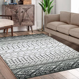 Garvee Trellis Rug 4x6 Grey Boho Machine Washable Non-Slip Low Pile Faux Wool for Living Room, Bedroom, Dining Room - Gray