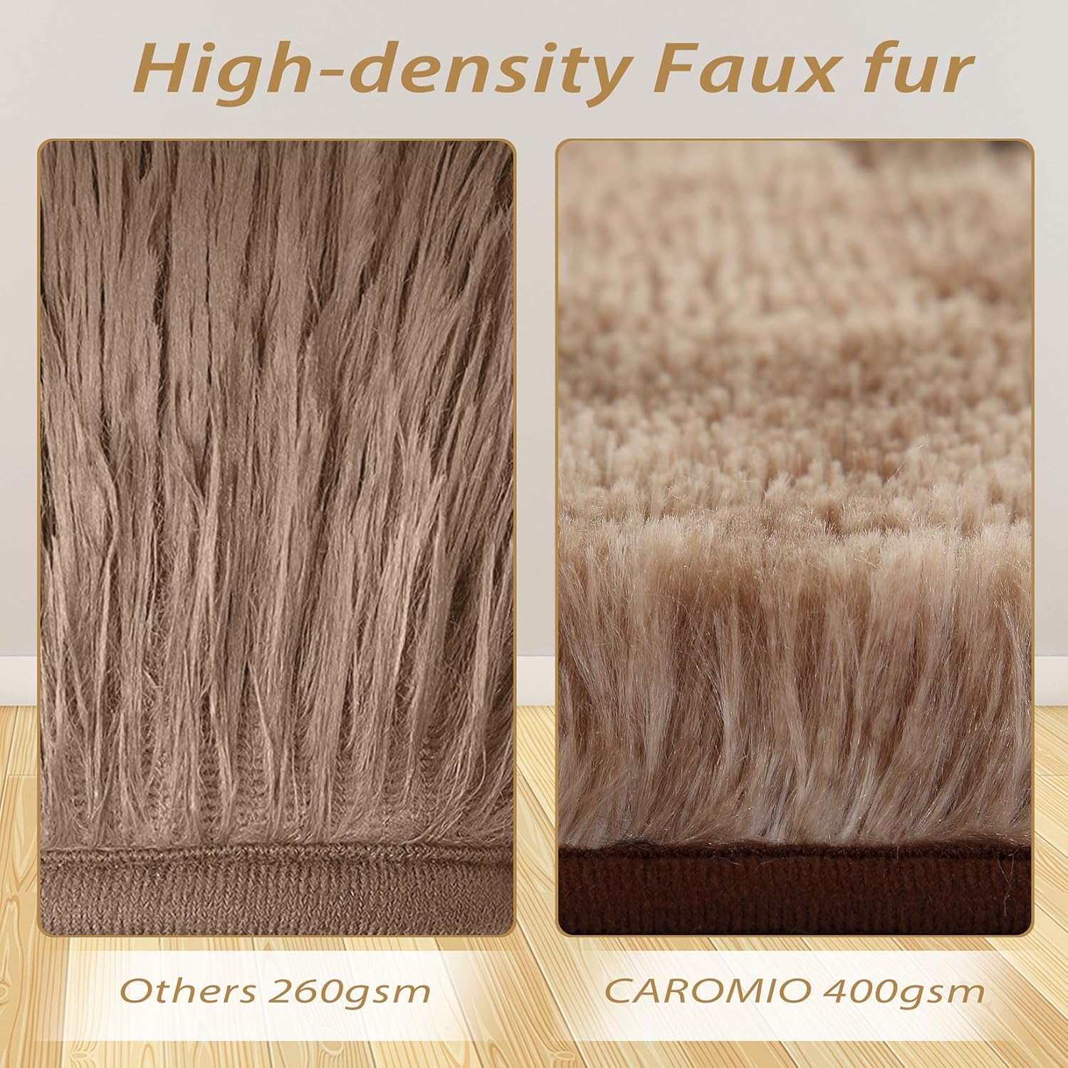 Garvee Fluffy & Sheepskin Brown & Khaki 6x9 Faux Fur Shag Rug, Non-Slip Tie Dye Plush for Bedroom Home Decor Nursery