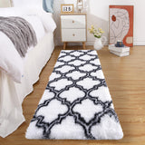 Garvee Shag Rug for Living Room Black & White 2x8 Runner Rug Shaggy Rug Kids Rug Plush Rug Geometric Bedroom Carpet Fluffy Rug Bedside Rug Soft Rug Non Skid Rug Modern Area Rug for Nursery Dorm - Black & White