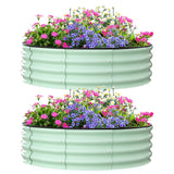 Garvee 2 Pcs 4' X 4' X 1' Round Galvanized Raised Garden Bed, Outdoor Flower & Vegetable Bed - Heavy - Duty & Open - Bottom Design, Green - Green