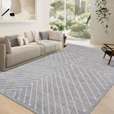 Garvee Area Rug 9x12 Living Room Rug Non Slip Modern Bedroom Stain Resistant Dining Room Throw Rug Geometric Area Rug Low Pile Untra Soft Contemporary Accent Carpet for Home Office - Light Gray