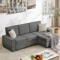 Garvee 95" Modern Kids L-Shaped Modular Sectional Sofa Deep Seated Comfy Cloud Couch with Chaise, Gray