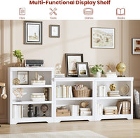 Garvee 2 Tier Bookshelf, 31.5" Tall Farmhouse Bookcase with Adjustable Shelves, 31.5" W Floor Standing Open Display Storage Rack with Anti-Slip Design for Home Office, Balcony, Library, Study / Living Room, White