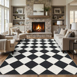 Garvee Black & White Checkered Area Rug 8x10 for Living Room, Soft Non Slip Backing, Washable, Indoor Carpet - Black & White