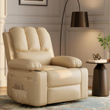 Garvee 22" Massage Recliner Chair for Adults, Lazy Boy Recliner with Heat and Massage, 150% Sponge Filling, Side Pockets, and Cup Holders, for Living Room, Bedroom, and Nursery, Beige - Beige