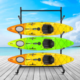 Garvee Kayak Storage Rack Heavy Duty Steel Frame With Wheels For Indoor Outdoor Garage Storage Adjustable Size Black