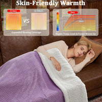 Garvee Electric Heated Throw Blanket, Waffle Textured Heating Blanket, Plush Flannel & Sherpa for Sofa, 4 Heat Levels, 4-Hour Auto Shut Off, Machine Washable, 50"x60", Purple