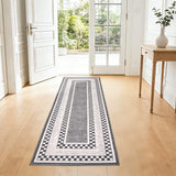 Garvee Area Rug 2x6, No Slip Washable Modern Checkered Pattern Rug for Living Room Bedroom Dining Room, Grey, Low-Pile Design - Gray