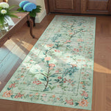 Garvee 2x6 Washable Runner Rug Soft Floral Peacock Green Non Slip Backing Entryway Kitchen Hallway Bedroom Bathroom - Green
