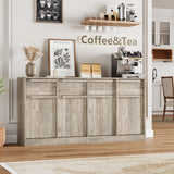 Garvee 62.4" Large Sideboard Buffet Cabinet with 4 Doors and 4 Drawers for Dining Room, Grey - Grey