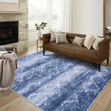 Garvee Area Rug Washable Rugs for Living Room Modern Abstract Lines Area Rug for Bedroom Contemporary Distressed Geometric Office Rug Low Pile Neutral Soft Nursery Rug 8'x10' Blue - Blue