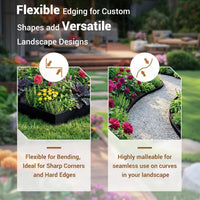 Garvee Metal Garden Edging 40" x 8" (8 Pack) – Bendable Heavy-Duty Galvanized Steel Landscape Border with Hammer-In Stakes, Rustproof for Lawn, Flower Beds & Pathways