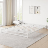 Garvee 6 Inch Queen Size Metal Platform Bed Frame with Wavy Pattern, Queen Bed Frame with Steel Slat Support, Mattress Foundation, No Box Spring Needed, Easy Assembly, White (White, Queen) - White