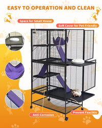 Garvee Metal Cat Cage 64 Inch Tall Multi-Level Ferret Cage for Small Animals Indoor Outdoor Playpen with Hammock Detachable Metal Wire Kennel for Cats Chinchilla Rabbit Guinea Pigs