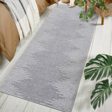 Garvee Washable Rugs 2x6 Runner Rug for Entryway Geometric Diamond Stripes Area Rug for Living Room Contemporary Distressed Area Rug for Bedroom Modern Office Rug Neutral Soft Nursery Rug Grey - Gray